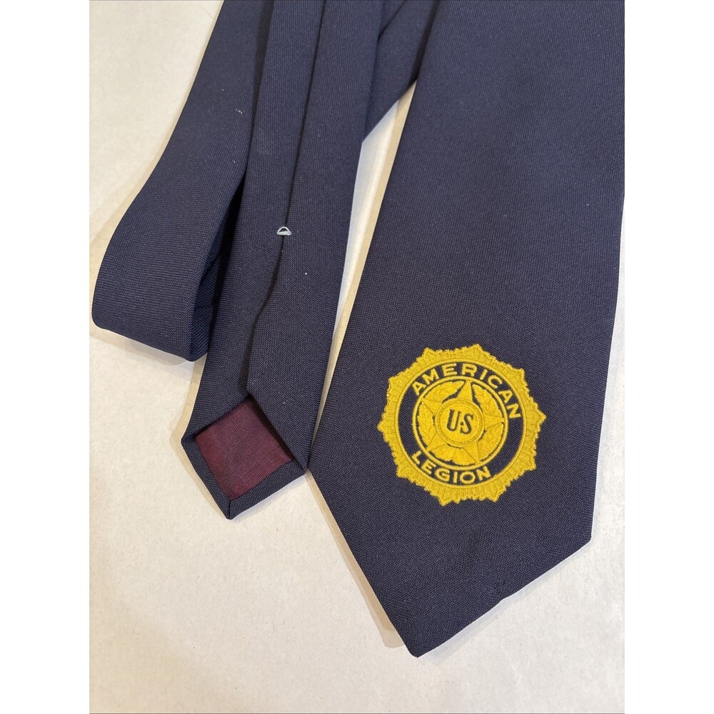 Vintage 1990s American Legion Logo Necktie Neckwear USA Polyester Navy 57"